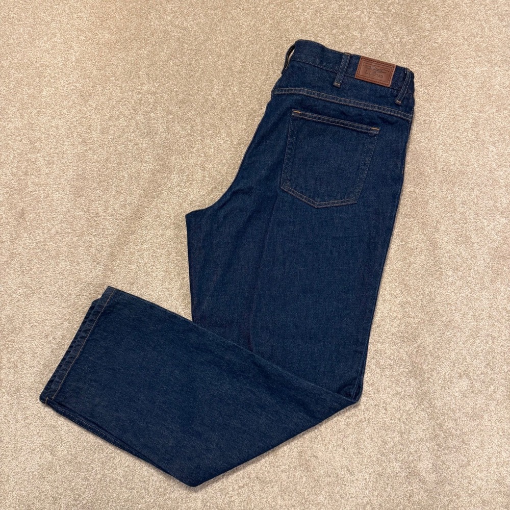 L.L. Bean Comfort Waist Jeans Mens 36x32 Blue Relaxed Straight Leg Denim 250265